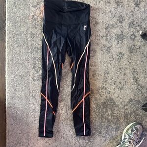 PE Nation Black Leggings with Orange and Pink Accents
